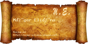 Móger Eliána névjegykártya